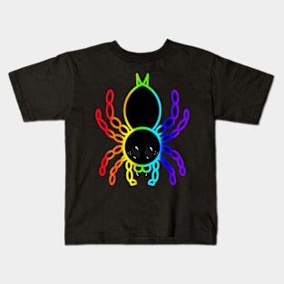 Colorful Cartoon Tarantula (Black Background) Kids T-Shirt